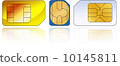 three sim-cards with reflection on a white background 10145811