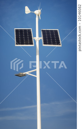 Street lighting with solar panels and wind generator Street lighting with solar panels and wind generator 10146082