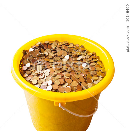 Bucket with money on white background 10146460