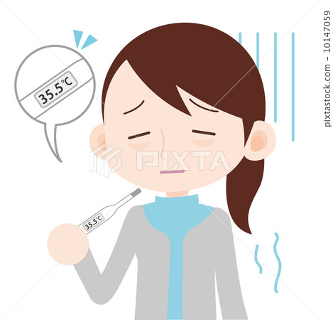 女性的體溫計患有體溫過低 10147059