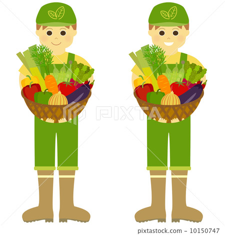 Farmer holding the harvested vegetables - Stock Illustration [10150747 ...