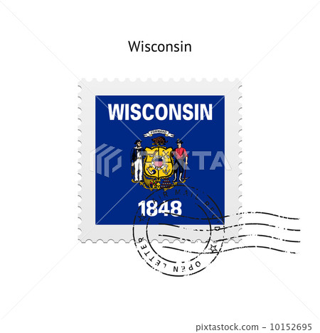 State of Wisconsin flag postage stamp. State of Wisconsin flag postage stamp. 10152695