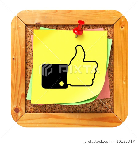 Thumb Up - Yellow Sticker on Message Board. 10153317