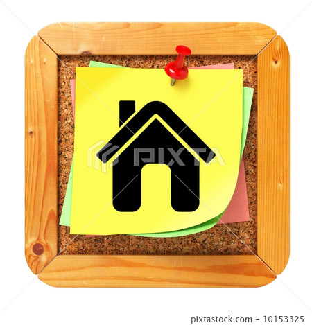 Home Icon - Yellow Sticker on Message Board. 10153325
