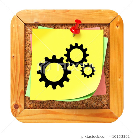 Cogwheel Gear Icon - Sticker on Message Board. 10153361
