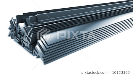 Stack of Rolled Metal Products Isolated on White. 10153363