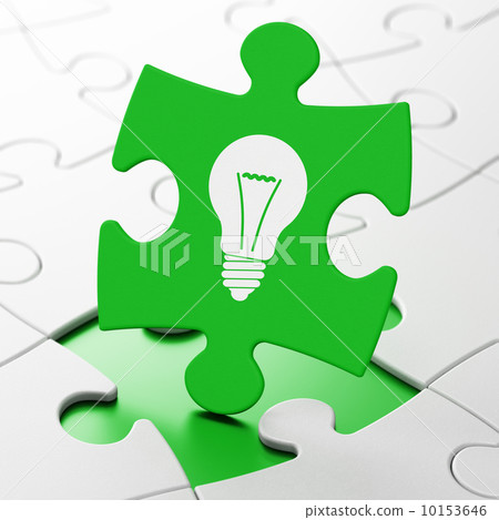Finance concept: Light Bulb on puzzle background 10153646