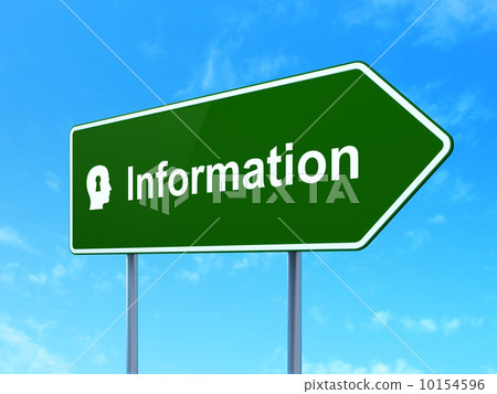 Data concept: Information and Head With Keyhole on road sign background Data concept: Information and Head With Keyhole on road sign background 10154596