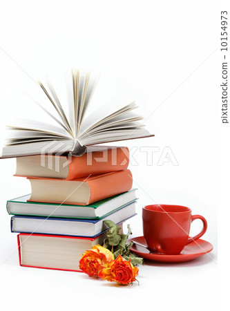 A stack of books on a white background. A stack of books on a white background. 10154973