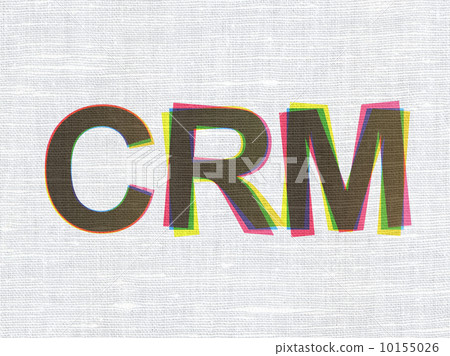 Finance concept: CRM on fabric texture background Finance concept: CRM on fabric texture background 10155026