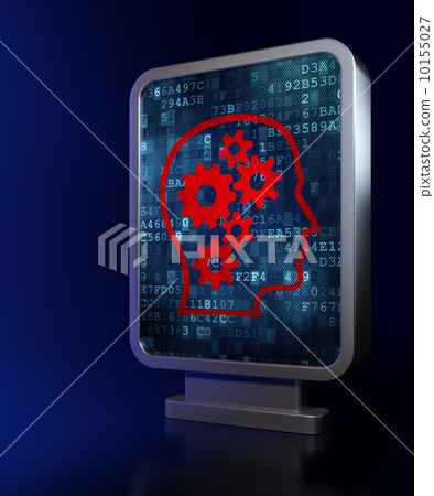 Finance concept: Head With Gears on billboard background Finance concept: Head With Gears on billboard background 10155027