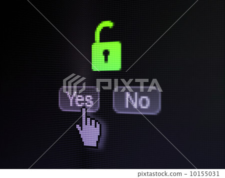 Protection concept: Opened Padlock on digital computer screen Protection concept: Opened Padlock on digital computer screen 10155031