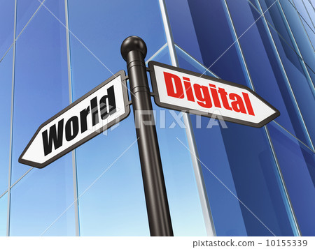 Information concept: sign Digital World on Building background Information concept: sign Digital World on Building background 10155339