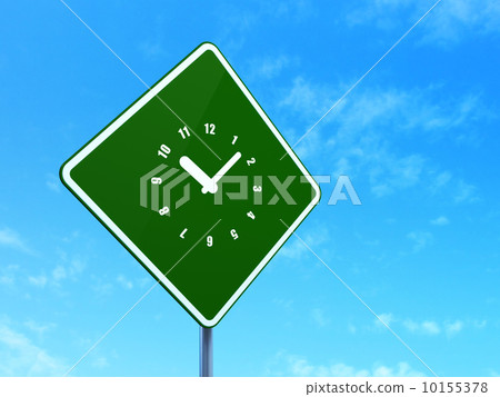 Timeline concept: Clock on road sign background Timeline concept: Clock on road sign background 10155378