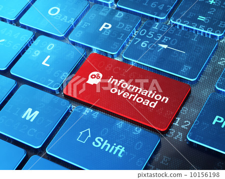 Data concept: Head With Gears and Information Overload on computer keyboard background 10156198