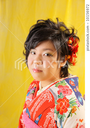 A young woman in kimono shape A young woman in kimono shape 10156972