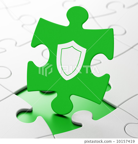 Protection concept: Shield on puzzle background 10157419