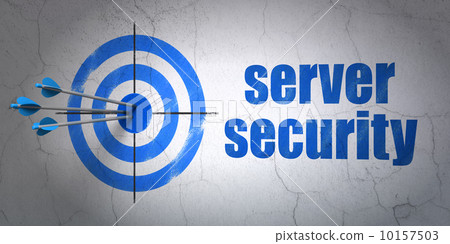Safety concept: target and Server Security on wall background Safety concept: target and Server Security on wall background 10157503