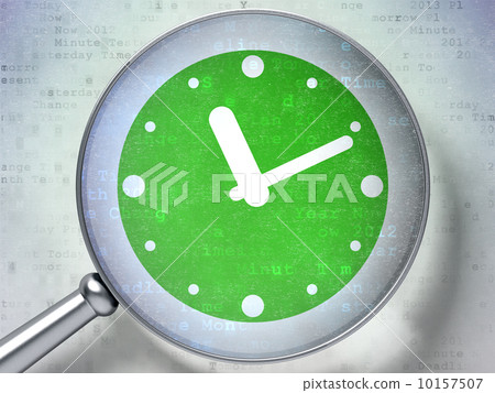 Time concept: Clock with optical glass on digital background 10157507