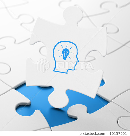 Education concept: Head With Lightbulb on puzzle background Education concept: Head With Lightbulb on puzzle background 10157901