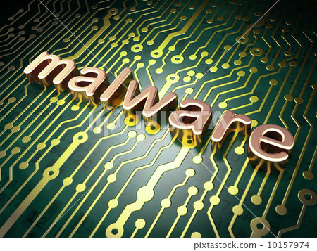 Protection concept: Malware on circuit board background Protection concept: Malware on circuit board background 10157974