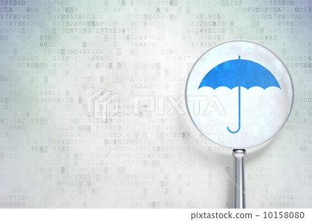 Protection concept:  Umbrella with optical glass on digital background 10158080