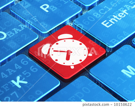 Time concept: Alarm Clock on computer keyboard background 10158622