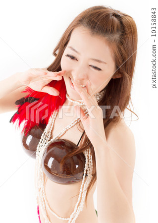 A beautiful woman who dances happily with a nice smile A beautiful woman who dances happily with a nice smile 10158843