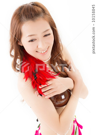 A beautiful woman who dances happily with a nice smile A beautiful woman who dances happily with a nice smile 10158845