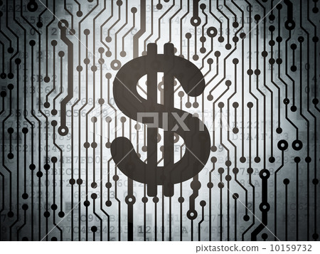 Currency concept: circuit board with Dollar 10159732