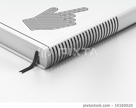 Social media concept: closed book, Mouse Cursor on white 10160020