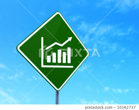 Finance concept: Growth Graph on road sign background 10162737