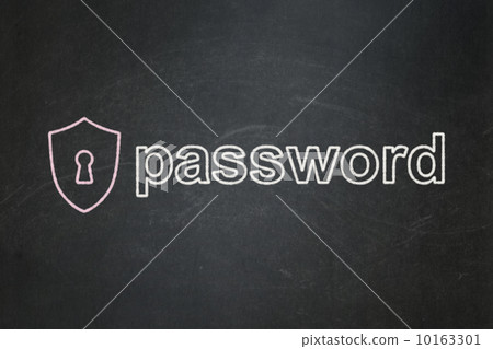 Privacy concept: Shield With Keyhole and Password on chalkboard 10163301