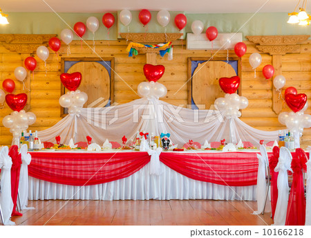 banquet room decorated for wedding party 10166218