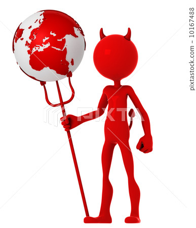 Devil hold earth globe. 10167488