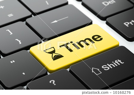 Timeline concept: Hourglass and Time on computer keyboard 10168276