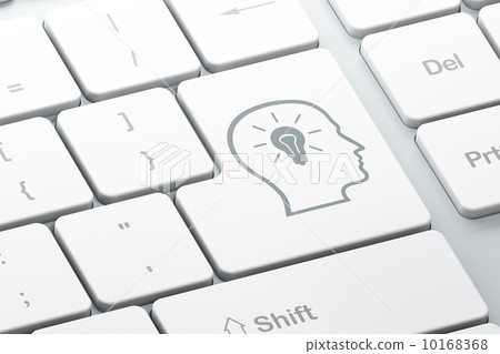 Data concept: Head With Lightbulb on keyboard background Data concept: Head With Lightbulb on keyboard background 10168368