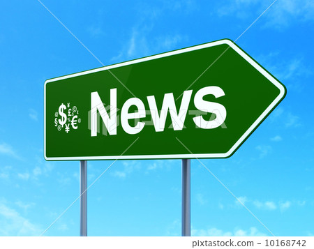 News and Finance Symbol on road sign background News and Finance Symbol on road sign background 10168742