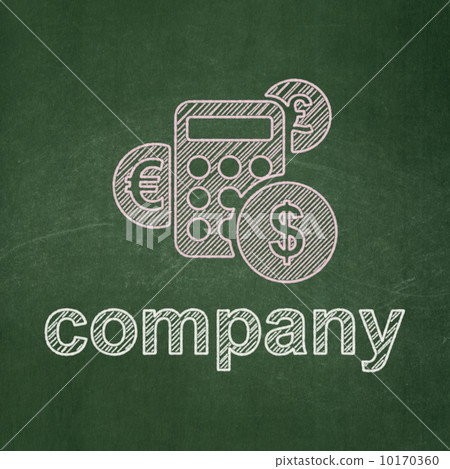 Finance concept: Calculator and Company on chalkboard background Finance concept: Calculator and Company on chalkboard background 10170360