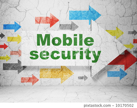 Security concept: arrow with Mobile Security on grunge wall 10170502