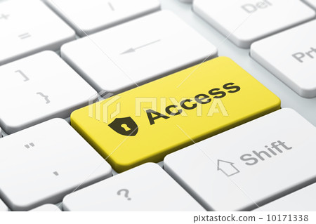 Safety concept: Shield With Keyhole and Access on keyboard Safety concept: Shield With Keyhole and Access on keyboard 10171338