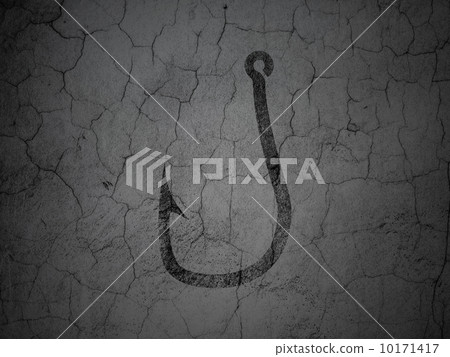 Protection concept: Fishing Hook on grunge wall background Protection concept: Fishing Hook on grunge wall background 10171417