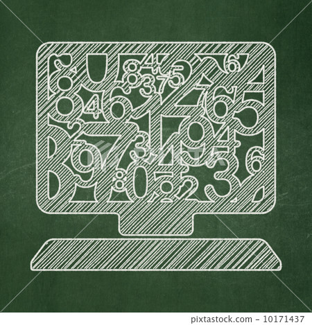 Education concept: Computer Pc on chalkboard background Education concept: Computer Pc on chalkboard background 10171437