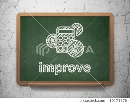 Business concept: Calculator and Improve on chalkboard Business concept: Calculator and Improve on chalkboard 10171576