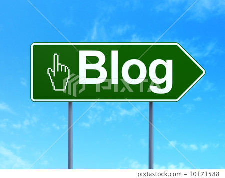 Web design concept: Blog and Mouse Cursor on road sign 10171588