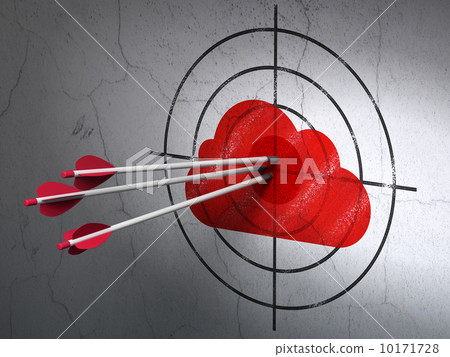 Cloud computing concept: arrows in Cloud target on wall 10171728
