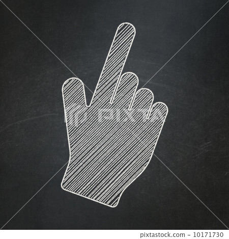 Social network concept: Mouse Cursor on chalkboard background 10171730