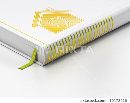 Privacy concept: closed book, Home on white background 10172916