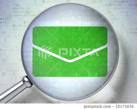 Finance concept: Email with optical glass on digital background Finance concept: Email with optical glass on digital background 10173036