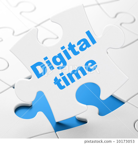 Timeline concept: Digital Time on puzzle background 10173053
